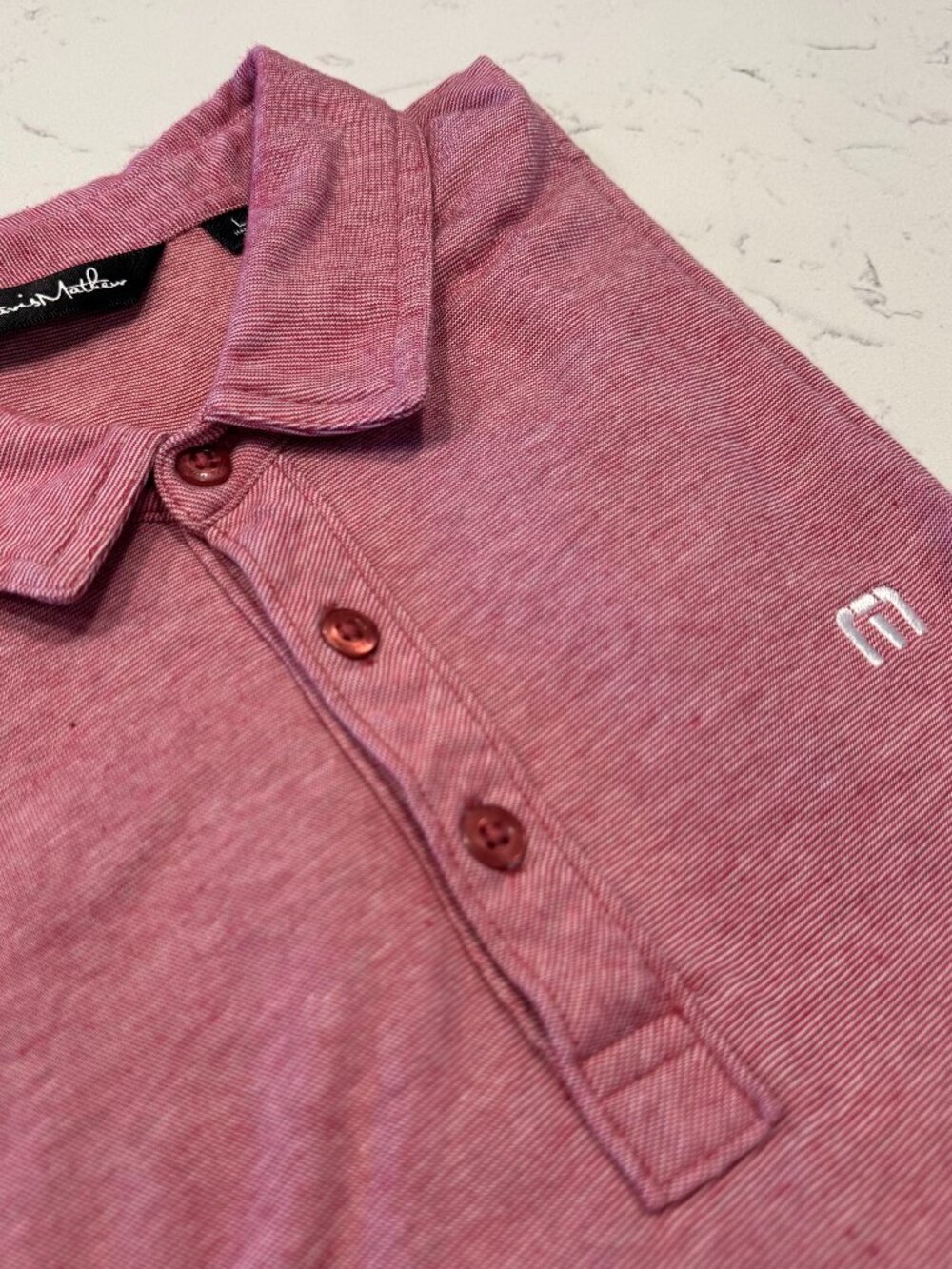 TRAVIS MATHEW Men's Polo Shirt - Heathered Red